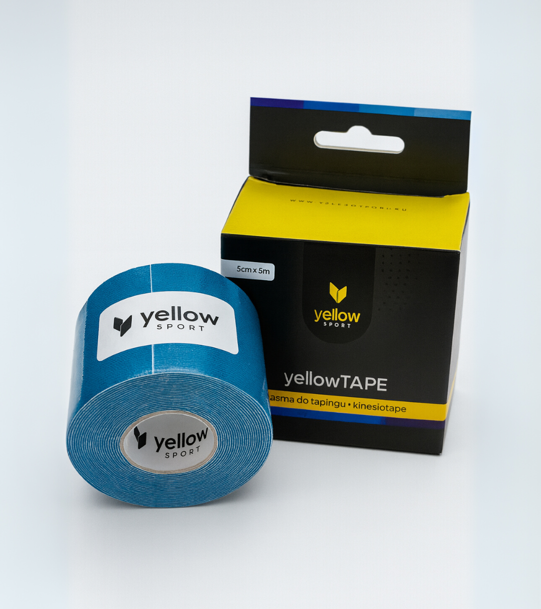 Kinesiotape yellowTAPE Blå 5 cm × 5 m Silikonfri – Professionell och Effektiv
